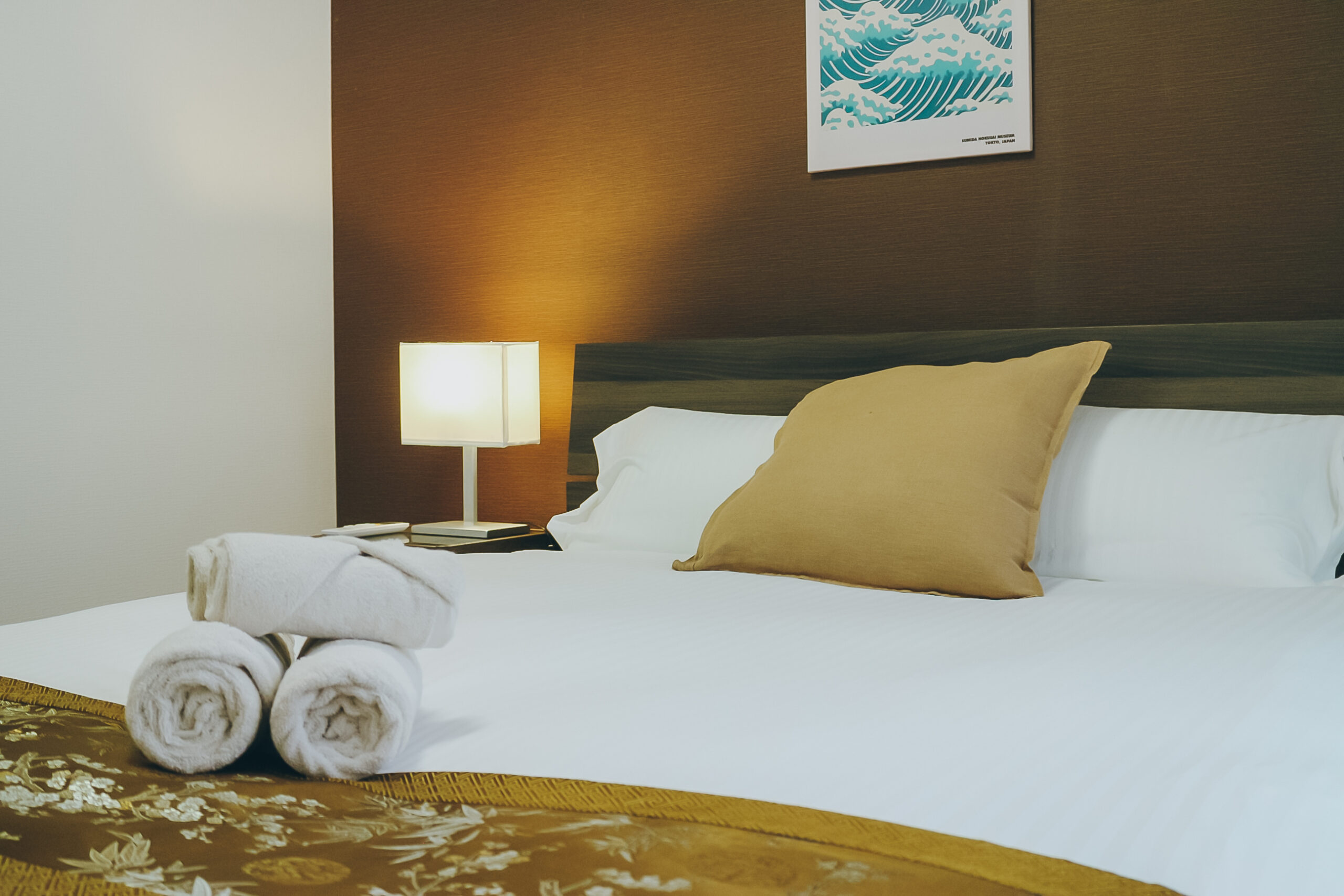 旅の疲れを癒す寝室