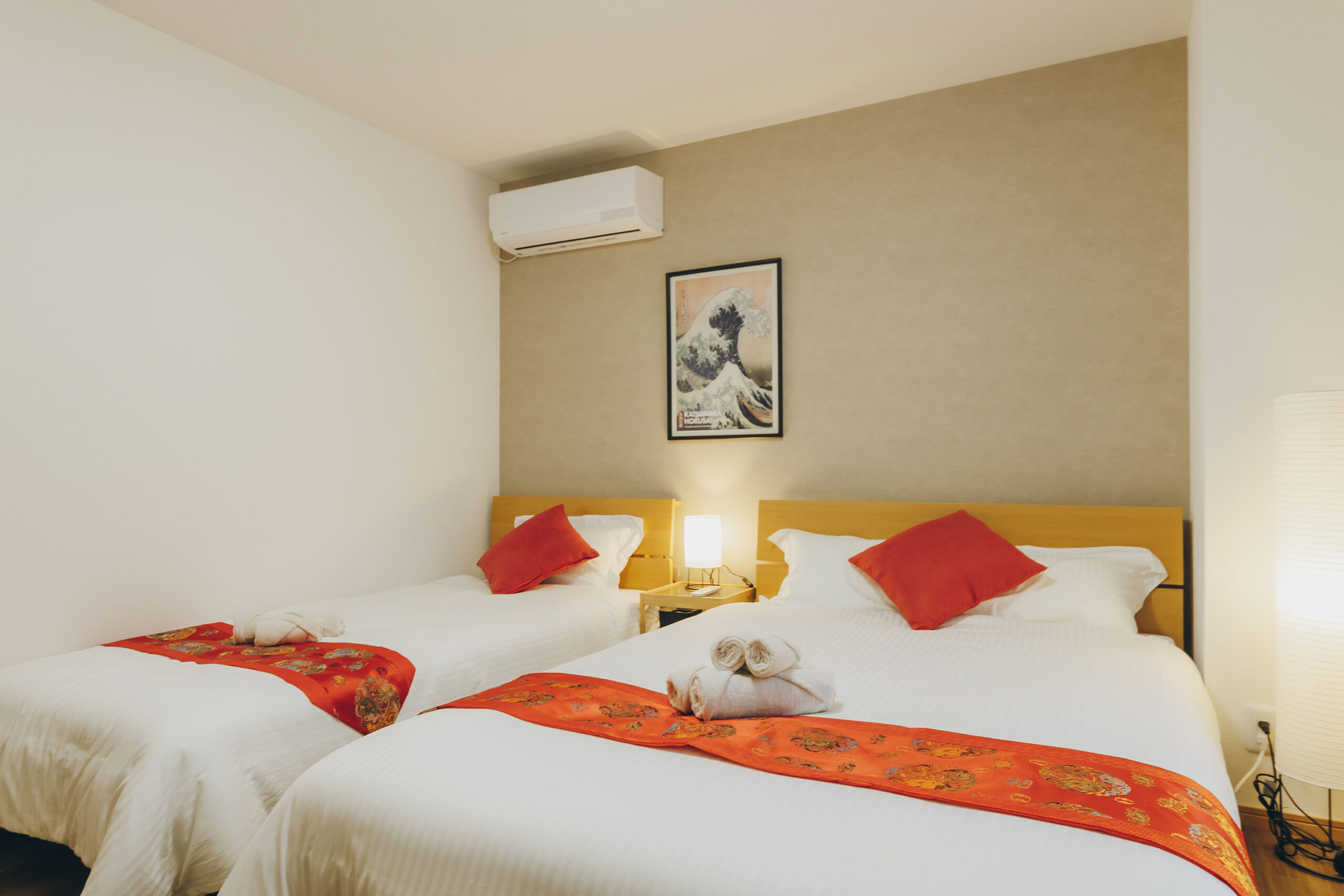 旅の疲れを癒す寝室